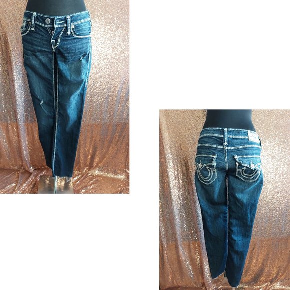 True Religion Skinny Distressed Thick Stitche Flapped Pockets Denim Jeans Siz 26 - Picture 3 of 12
